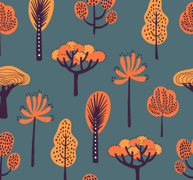 Stylized Botanical Motifs tree wallpaper - TenStickers