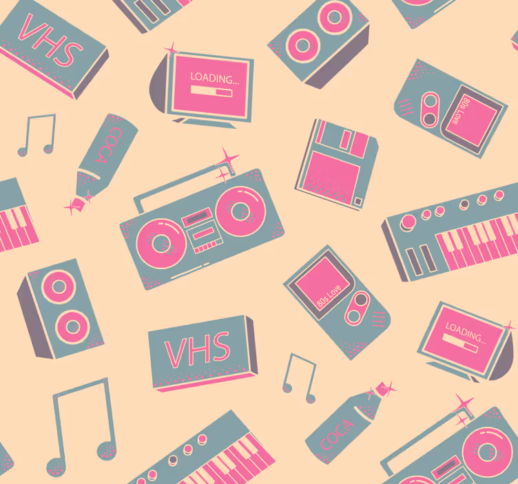 Retro Music Pattern wallpaper vintage - TenStickers