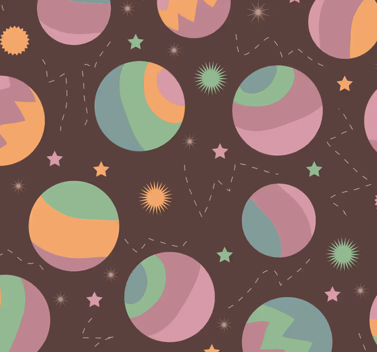 Cosmic Polka Pattern children's wallpaper - TenStickers