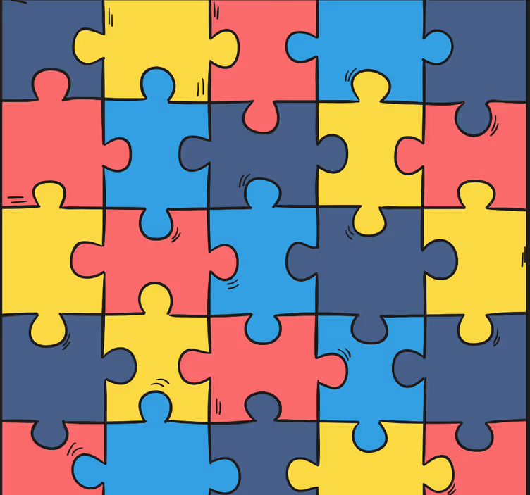 Rainbow Jigsaw Abstract Bedroom Wallpaper - TenStickers