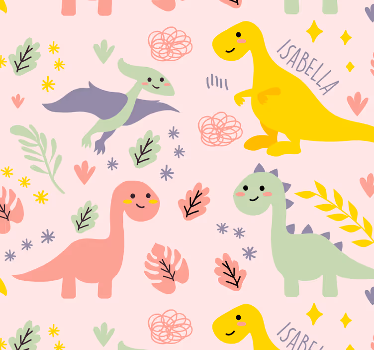 Playful dinosaur theme nursery room wallpaper - TenStickers