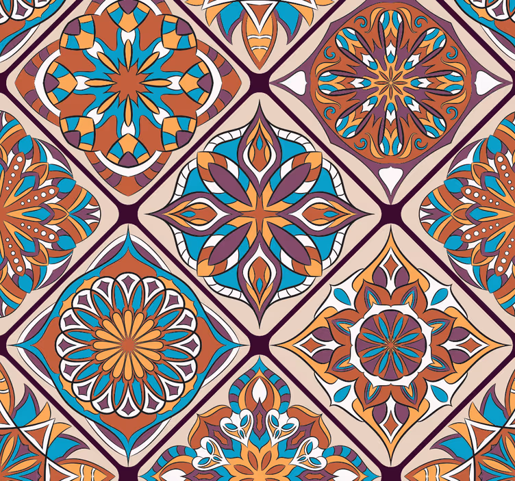 Psychedelic colours living room wallpaper - TenStickers