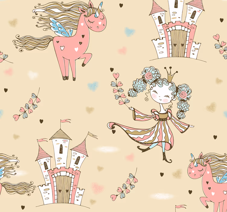 Fairytale Unicorns children's wallpaper - TenStickers