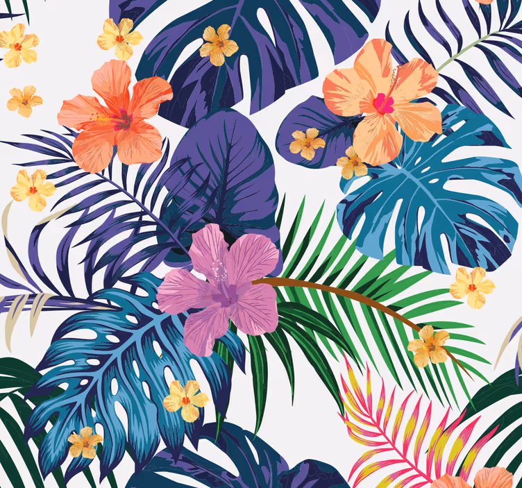 Hawaiian colorful flowers nature bedroom wallpaper - TenStickers