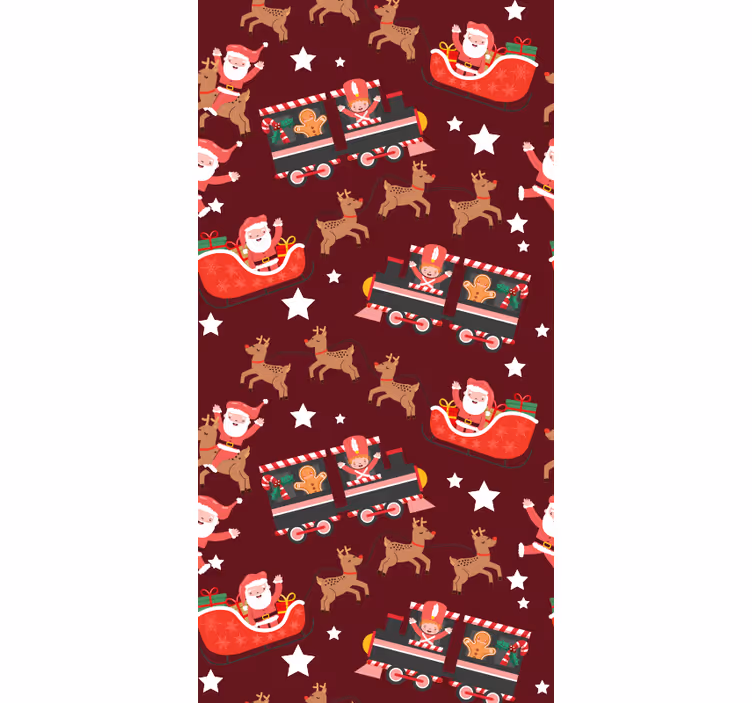 Festive Santa Sleigh holiday christmas wallpaper - TenStickers
