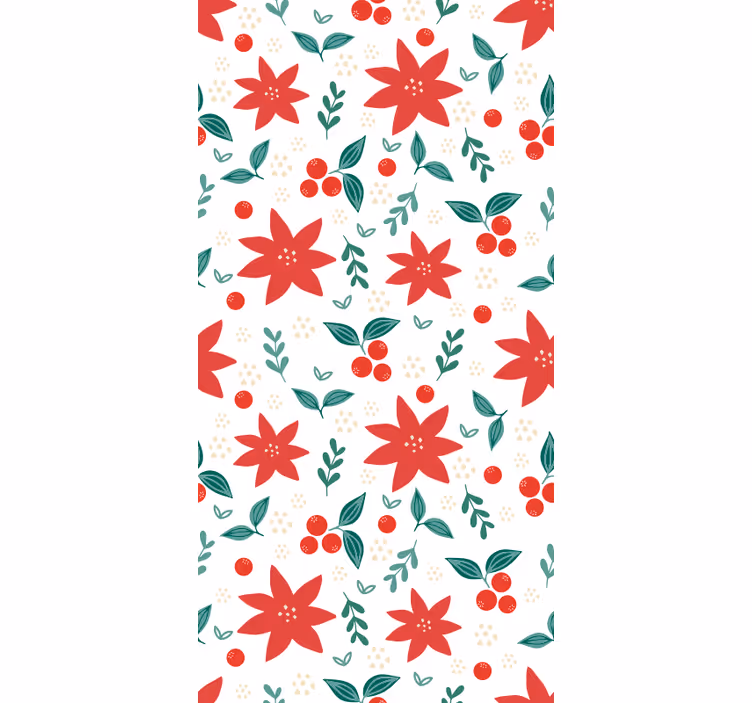 Festive Poinsettias Pattern holiday christmas wallpaper - TenStickers