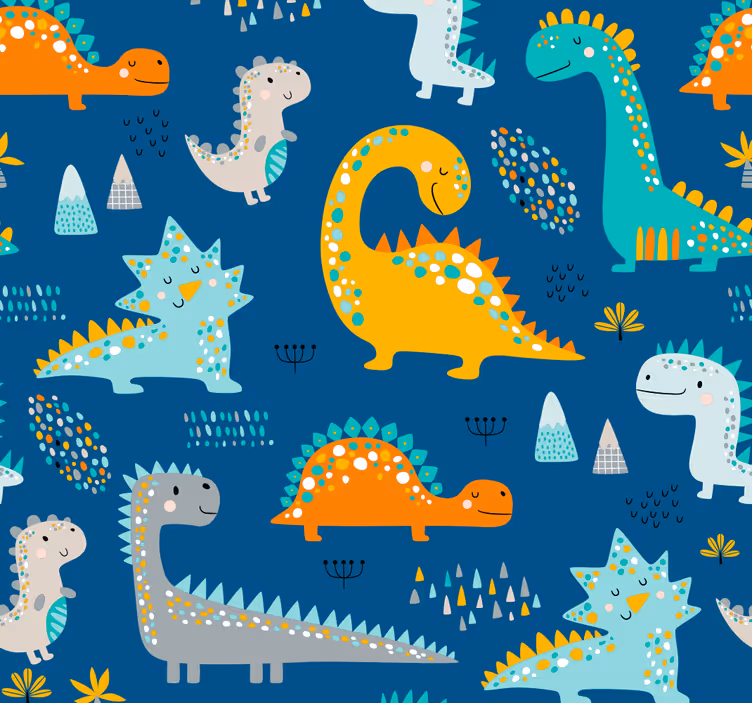Dinosaurs wallpaper with a dinosaurs pattern - TenStickers