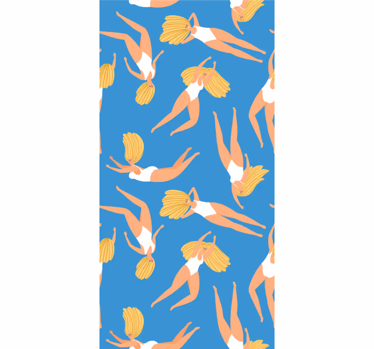 Women swimming relaxing pattern wallpaper - TenStickers
