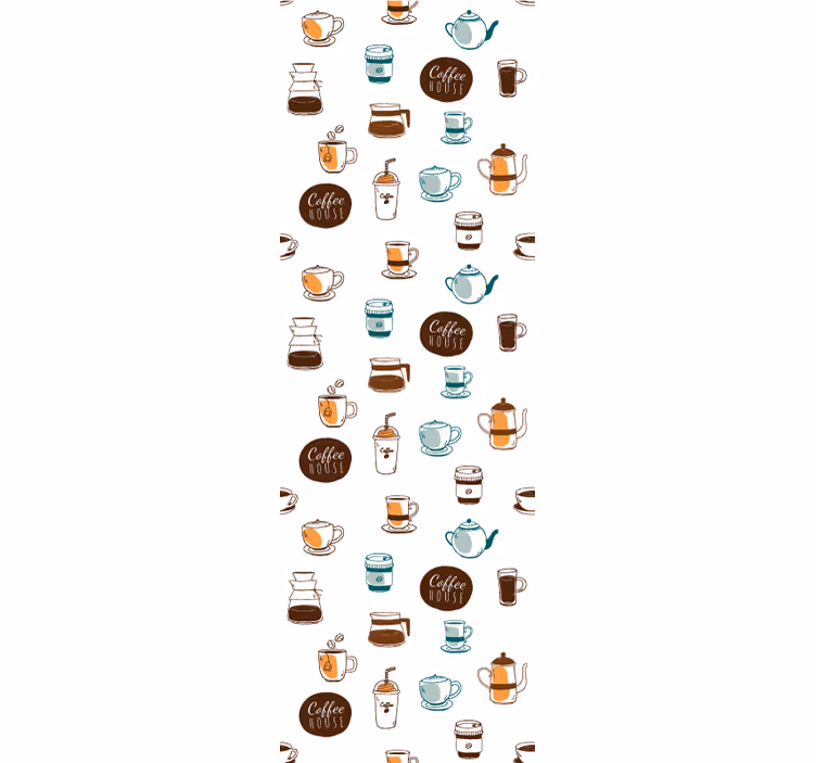 Coffee Motif Illustration kitchen wallpaper - TenStickers