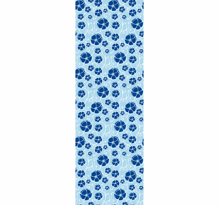 Azure Blooming Tiles floral wallpaper - TenStickers