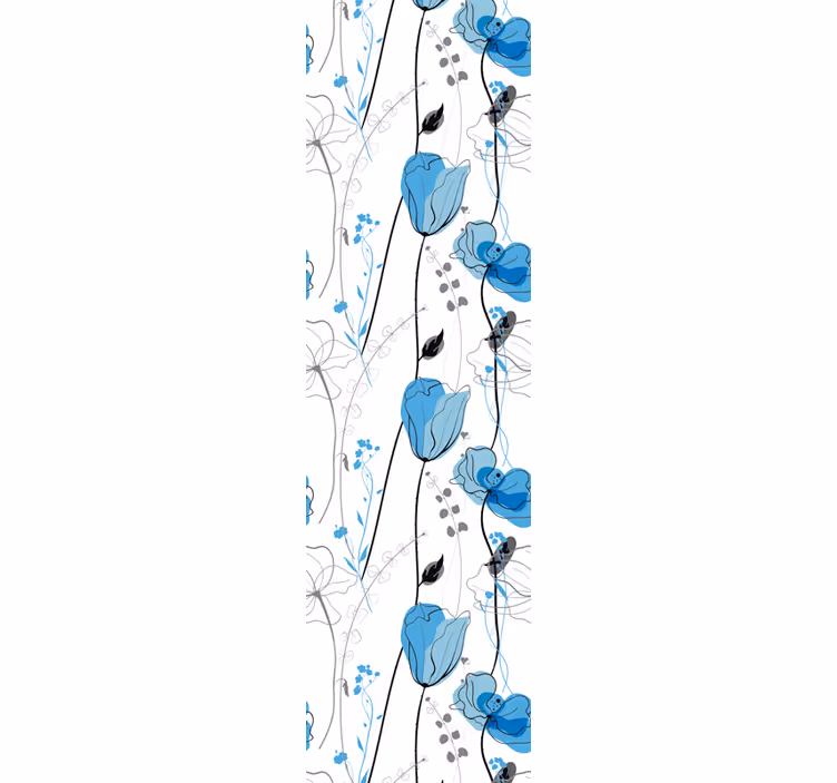 Blue Floral Elegance flowers wallpaper - TenStickers