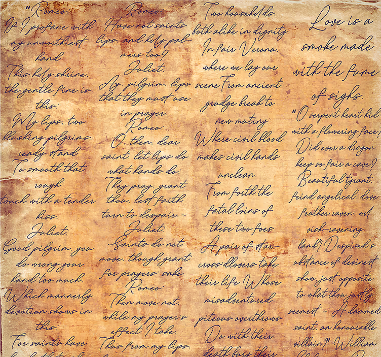 Romeo and Juliet love verse lettering wallpaper - TenStickers