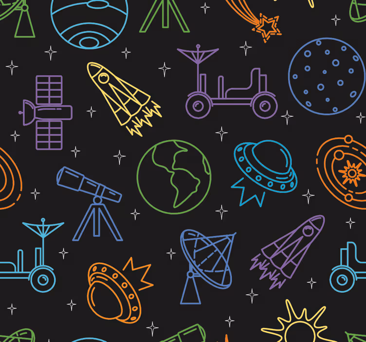 Celestial exploration children's wallpaper - TenStickers