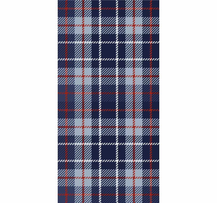 Stripe wallpaper Blue and red tartan living room - TenStickers