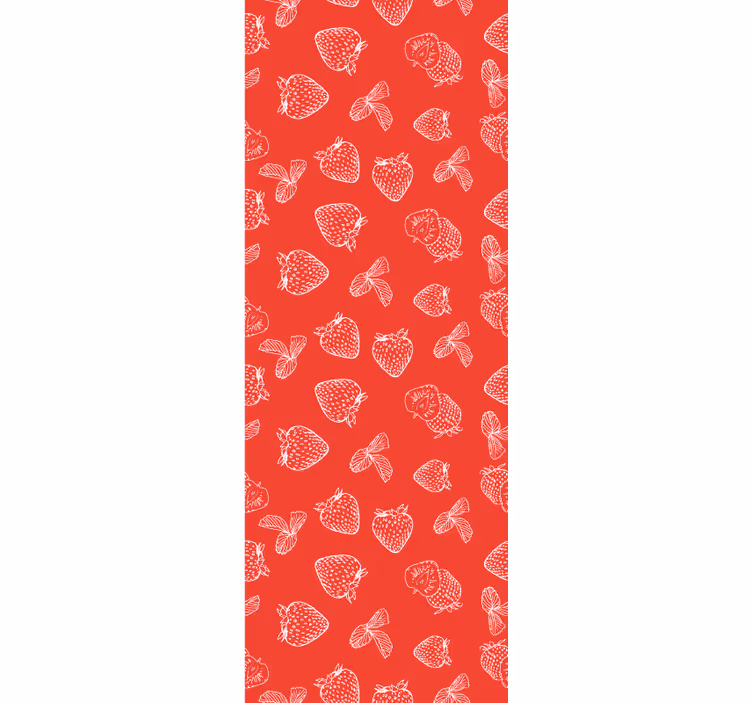 Strawberry Sketch flowers wallpaper - TenStickers