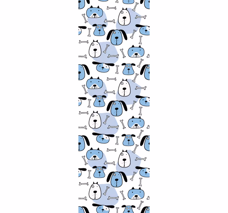 Blue drawn dogs pattern bedroom wallpaper - TenStickers