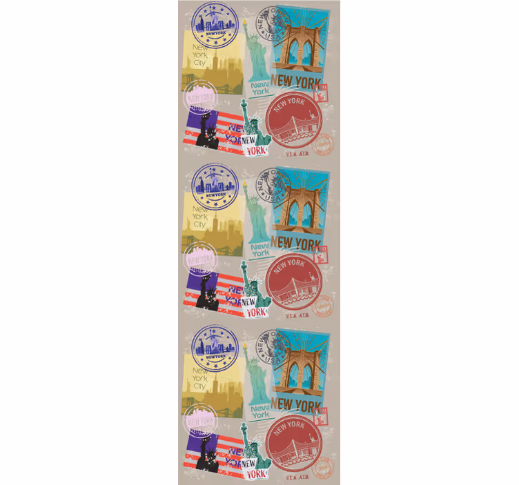 Wallpaper new york new york stamps design - TenStickers