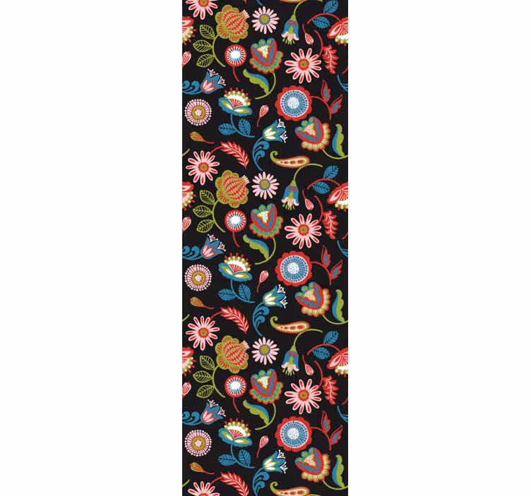 Folk Botanical Element floral wallpaper - TenStickers