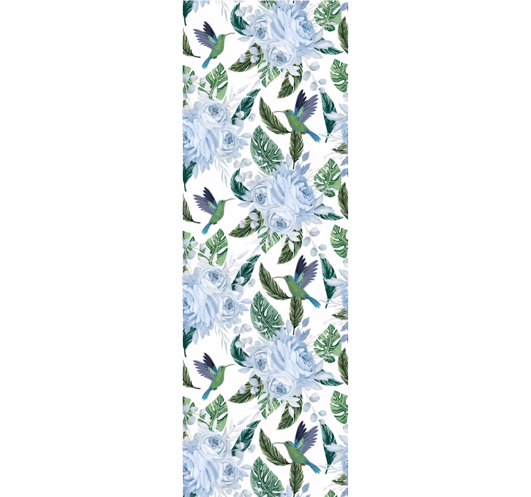 Floral Hummingbird Design flowers wallpaper - TenStickers