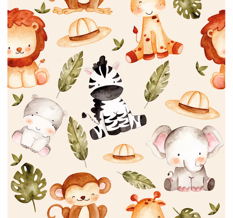 Beige safari childrens wallpaper - TenStickers