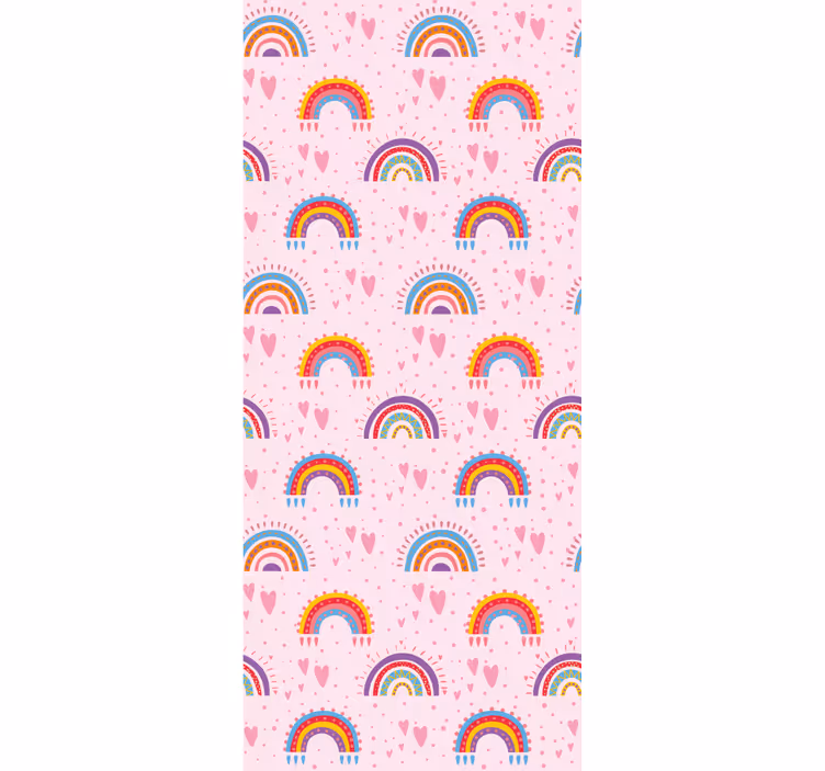 Rainbow Heart Patterns children's wallpaper - TenStickers