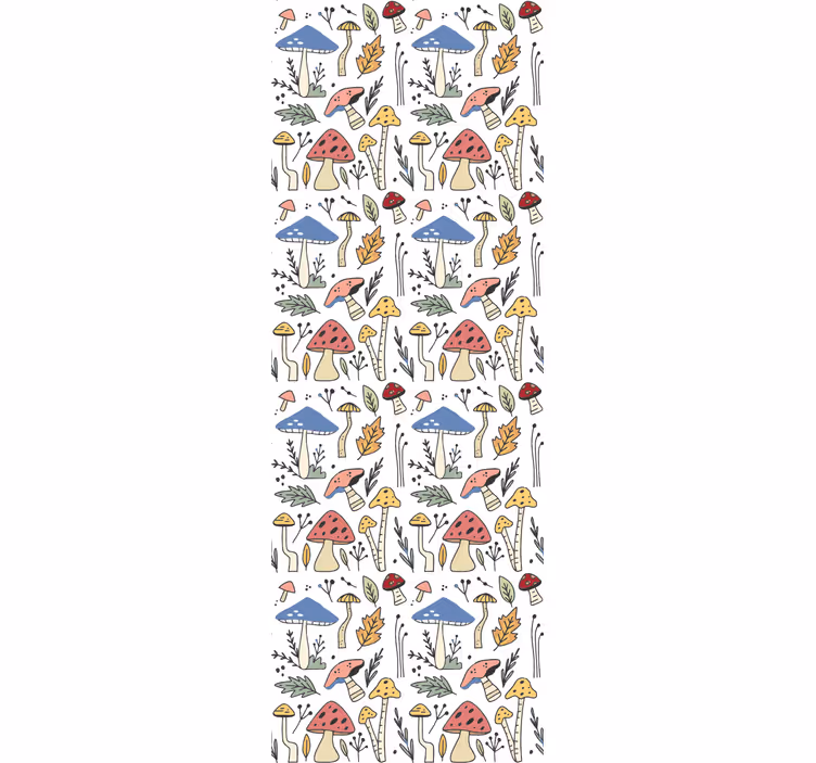 Hand drawn mushrooms pattern kitchen wallpaper - TenStickers