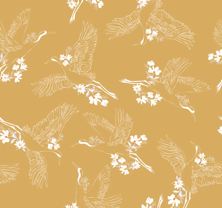 Soaring Birds Botanical birds in wallpaper - TenStickers