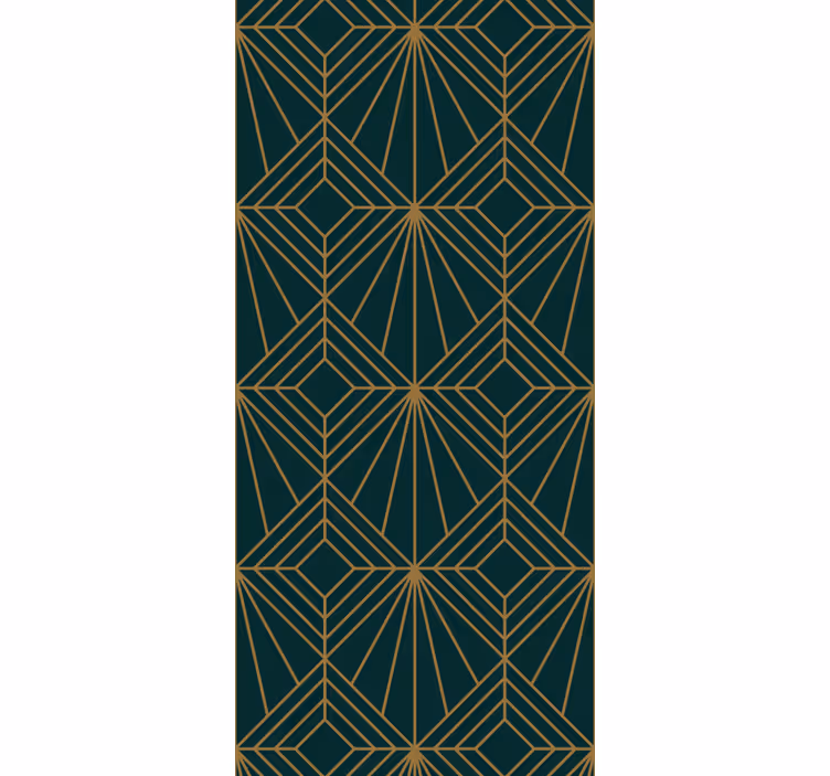 Geometric wallpaper stylish green and golden pattern - TenStickers