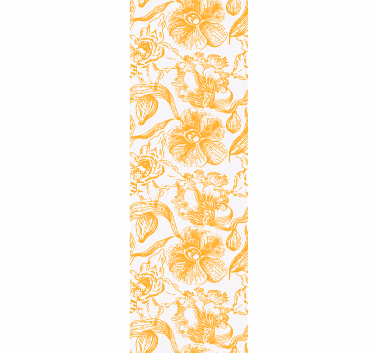Yellow vintage pattern flowers wallpaper - TenStickers
