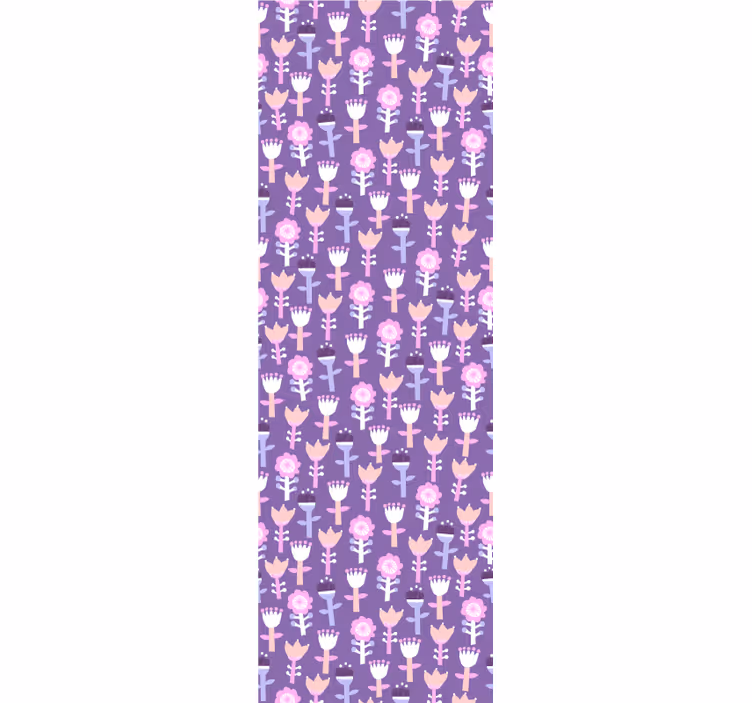 Purple motif flowers wallpaper - TenStickers
