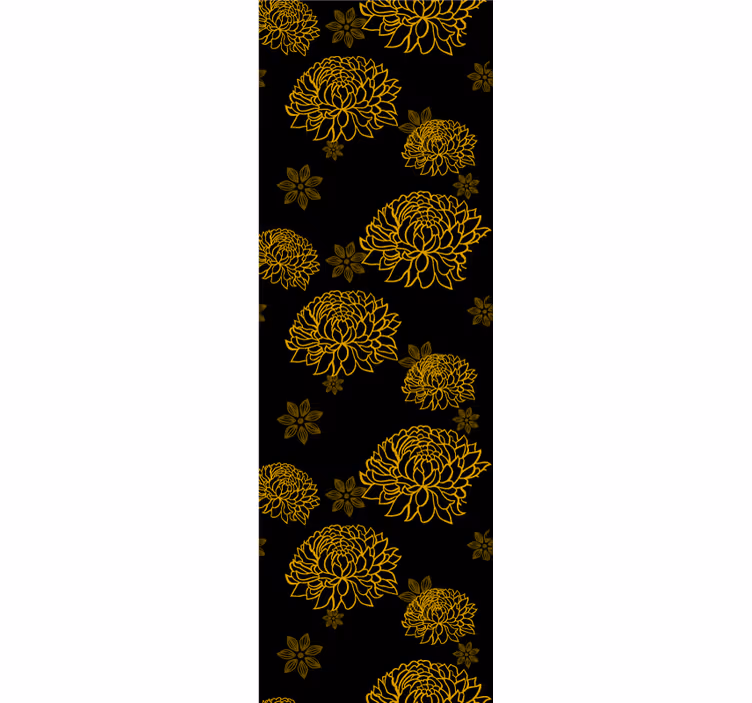 Golden floral pattern floral wallpaper - TenStickers