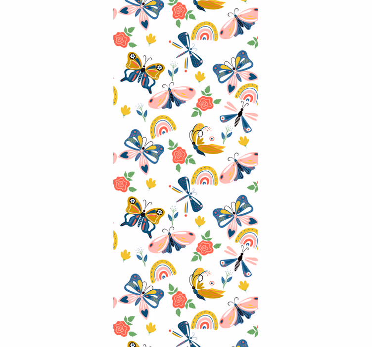 Whimsical Nature Motif butterflies wallpaper - TenStickers