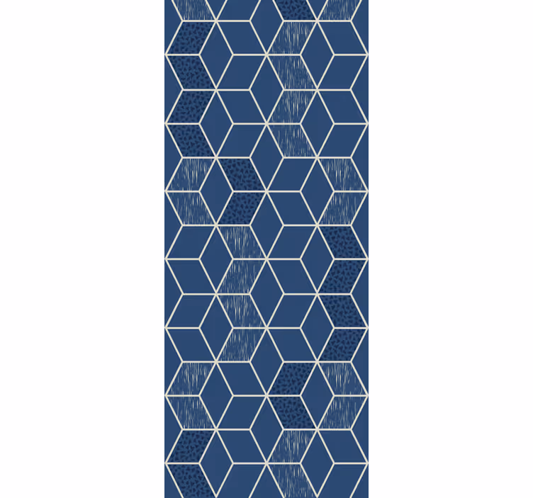 Blue honeycomb shape living area wallpaper - TenStickers
