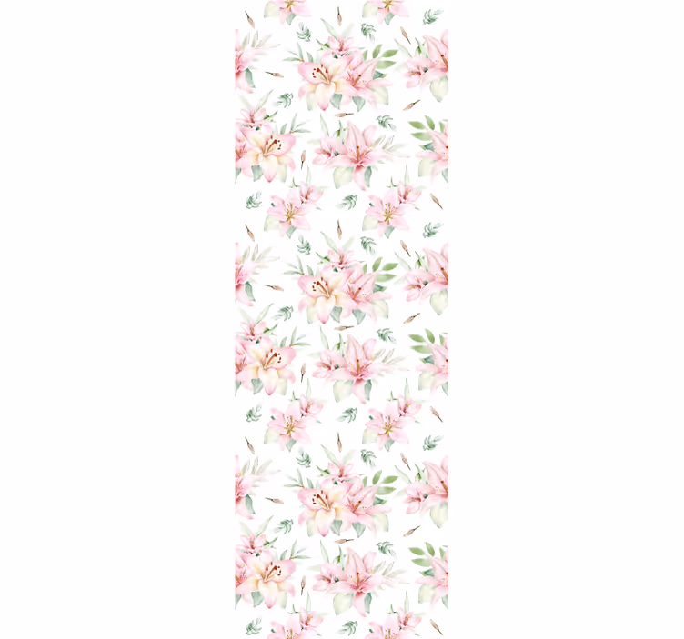 Pink and white pattern flowers wallpaper - TenStickers