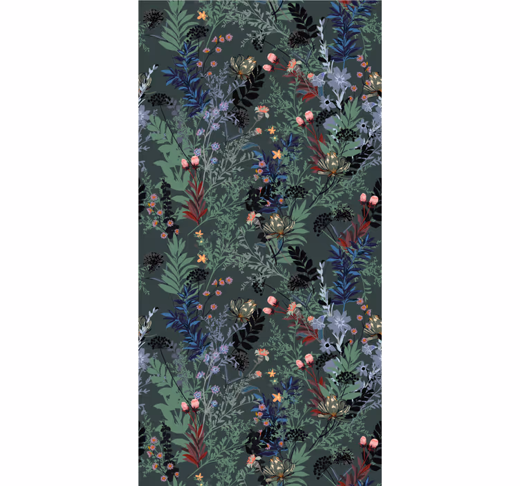 Night jungle flowers living room wallpaper - TenStickers