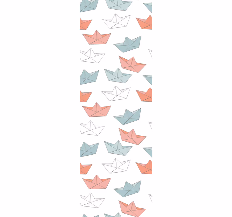 Origami boat pattern children's wallpaper - TenStickers