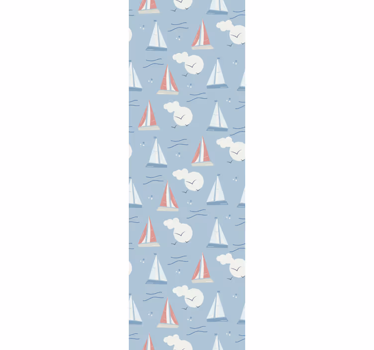 Sailboats and clouds children's wallpaper - TenStickers