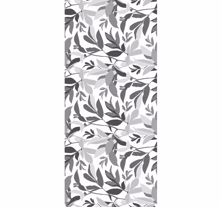 Horizontal gray pattern leaves wallpaper - TenStickers