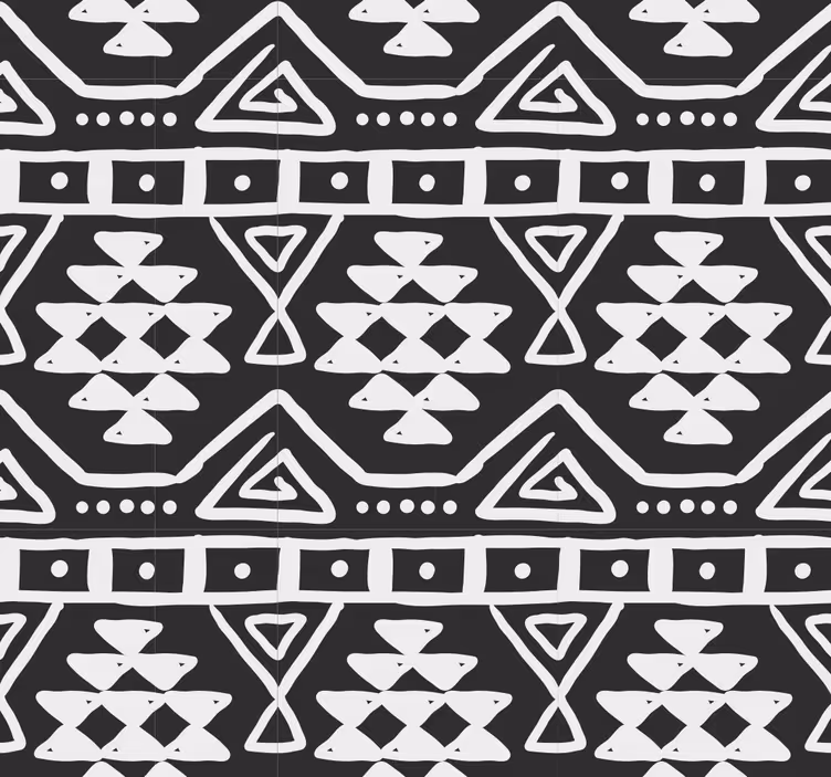 Wallpaper black and white pattern bohemian - TenStickers