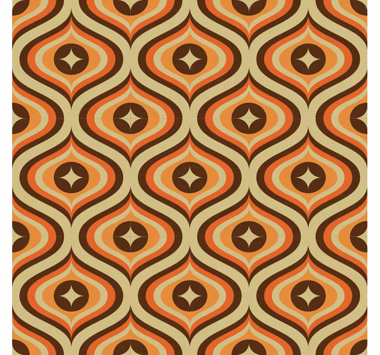 Retro orange and brown living room wallpaper - TenStickers