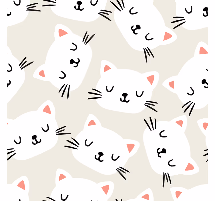 Cute illustration face drawings of cat wallpaper - TenStickers
