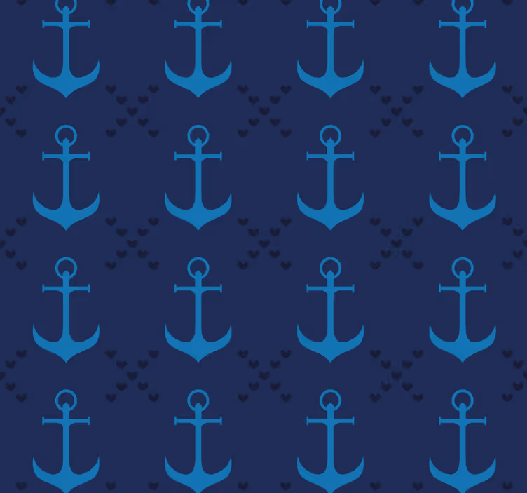 Navy blue anchors living area wallpaper - TenStickers