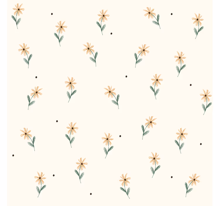 Yellow Daisies Living Room Wallpaper - TenStickers