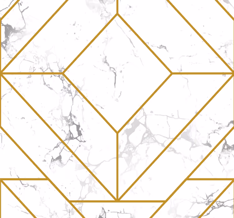Gold And White Geometric Front Room Wallpaper - TenStickers