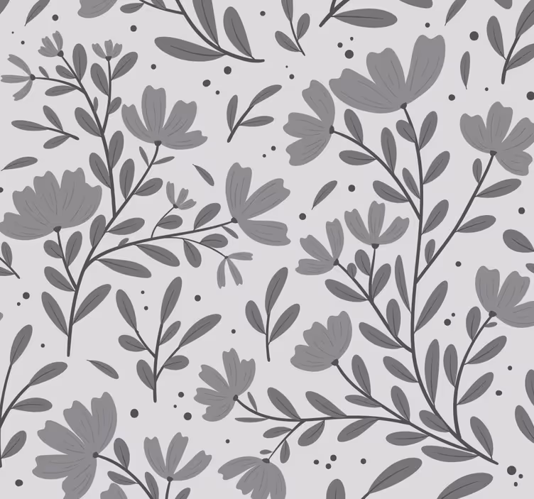 Grey flowers pattern bedroom wallpaper - TenStickers