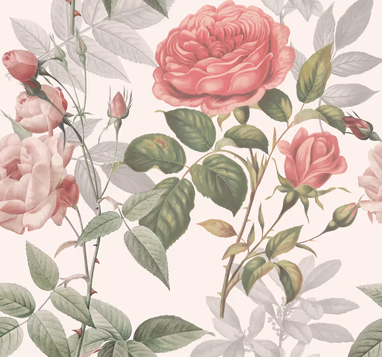 Large roses bedroom wallpaper - TenStickers
