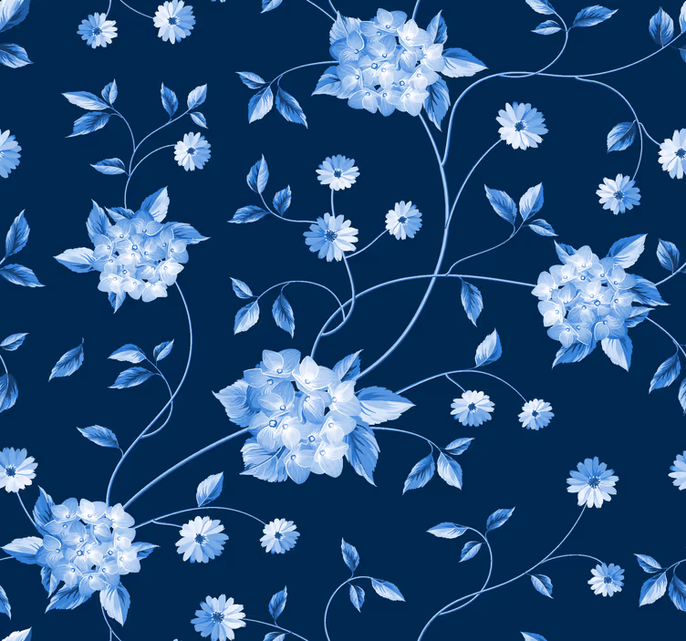 Flower stems Navy blue wallpaper - TenStickers