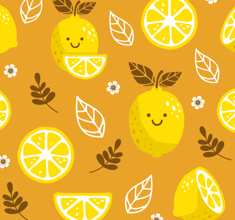 Cheerful Citrus Pattern kitchen wallpaper - TenStickers