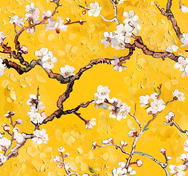 Floral spring pattern yellow wallpaper - TenStickers
