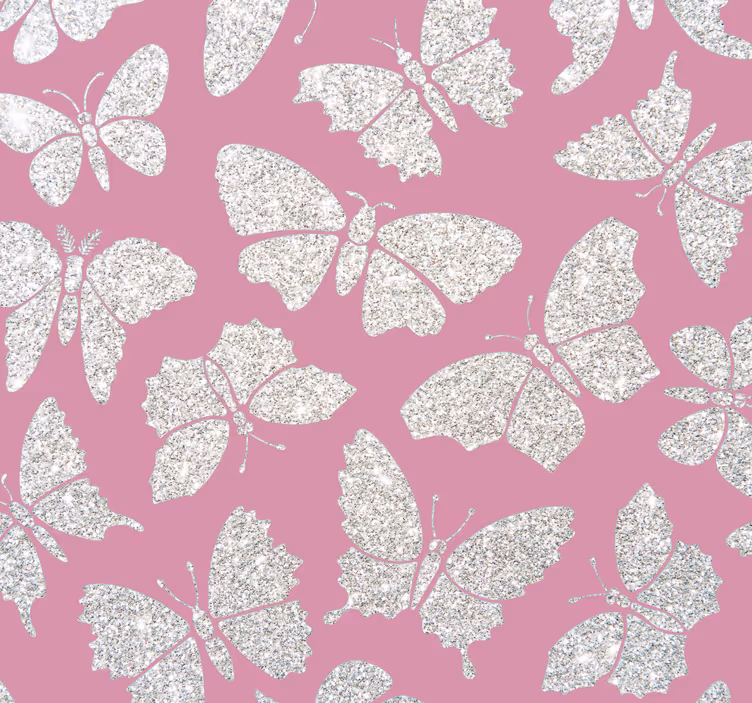 Butterfly patterns pink wallpaper - TenStickers